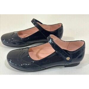 JACADI Girls Navy Blue Shoes Scalloped Mary Jane Patent Leather EU 31, US 1